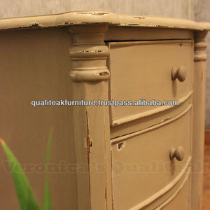 Mesita de noche tallada en caoba antigua con 3 cajones Mesita de noche elegante - Product Image 3