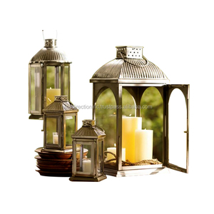 Lanterne à bougie décorative faite à la main pour la décoration de fête de mariage Lanterne à bougie en fer métal verre événement fête Lanterne à bougie - Product Image 1