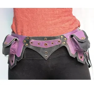 Riñonera de cuero genuino 100% hecha a mano, cinturón ajustable, multibolsillo, riñonera de viaje para exteriores, riñonera con logotipo personalizado y cremallera - Product Image 1