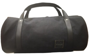 Sac polochon unisexe en toile cirée et cuir véritable Fermeture à glissière Design géométrique Résistant à l'eau Logo personnalisable pour le voyage - Product Image 2