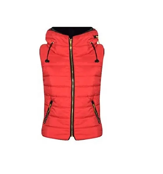 Shemax 2024 Topkwaliteit Hot Selling Custom Groothandel Kinderen Rode Puffer Mouwloze Body Warmer Jacks Met Capuchon