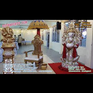 Decoración de entrada de boda, estatua de Ganesha colgante, decoración de escenario de Kundan, pilares de maletero, decoración de escenario de boda - Product Image 1
