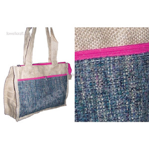 Extra Large JUTE SHOPPING <b>BAG</b> with Zipper Closure and Rope Handle - Product Image 1