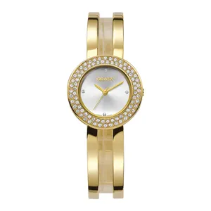 Orologio alla moda per donna orologio da donna con diamanti di lusso a prova di acqua in oro elegante