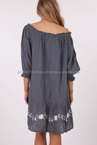 Africano fantasía nueva llegada fuera del hombro Floral Aari bordado moda Boho Vestido corto hecho con amor lujo Resort fiesta túnica - Product Image 3