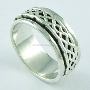Celtic Design 925 Sterling <b>Silver</b> <b>Spinner</b> <b>Ring</b> Handmade in India Plain <b>Silver</b> Engagement Gift for Wedding Parties - Product Image 2