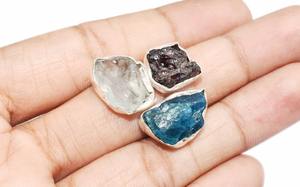 Incroyable lunette de forme rugueuse fantaisie aigue-marine grenat Apatite bagues en argent Sterling 925 bijoux en argent 925, bijoux en argent Sterling - Product Image 4