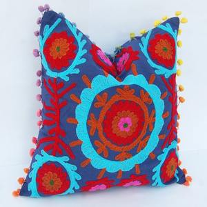 <b>Indian</b> Embroidered Floral Suzani Square-shaped Halloween Decorative <b>Cushion</b> Cover Pillow Cases Made of 100% Cotton Home - Product Image 3