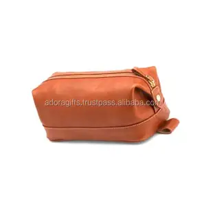 Supplier Of Indian Genuine Leather Cosmetic Bag / Real Leather Cosmetic Bag / Cosmetic Toiletry Bag For Ladies