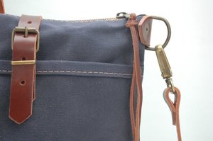 Sac en toile cirée à fermeture éclair, fourre-tout, avec poignées en cuir, fermeture à glissière et fond, de couleur marine, lb, 0028 - Product Image 6