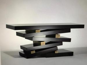 Unique Design Gold <strong>Black</strong> Metal Wood <strong>Console</strong> <strong>Table</strong> - Product Image 4