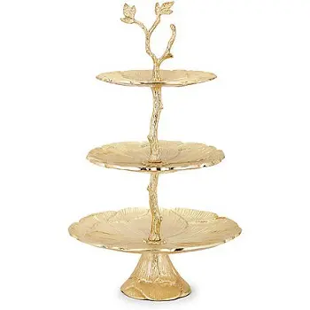 Suporte de bolo bronze clássico 3 tier, suporte de bolo de bronze de qualidade moderno