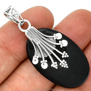 Pendentif fin en argent sterling 925 avec pierre de guérison en onyx noir serti de lunette fait main solide incrustation de pierres précieuses naturelles - Product Image 5