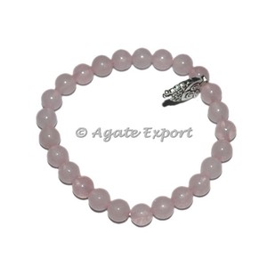 Wholesale Natural Crystal Gemstone Rose Quartz <b>Bracelets</b> with Owl <b>Charm</b> - Product Image 1