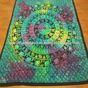 Multi colores mezcla motivos algodón impreso tamaño Queen sábana tapiz colgante de pared al por mayor de La India - Product Image 4