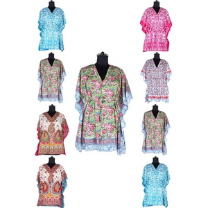 2025 moda musulmana Abaya, Maxi vestido turco corto Kaftan de alta calidad bloque de mano impreso diseño Floral Kaftan tamaño libre Kaftan - Product Image 1