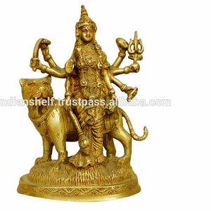 Estatuas hechas a mano tradicionales de Dios indio latón indio bronce dorado Durga estatuas de Dios hindú - Product Image 2