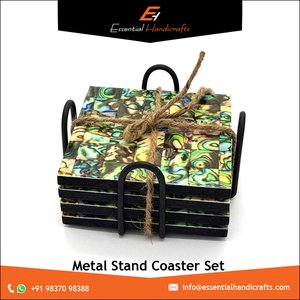 <b>Large</b> Square Coasters Set of 4 High Quality with Metal Stand Table Decoration & Accessories <b>Mats</b> & Pads for Kitchen - Product Image 2