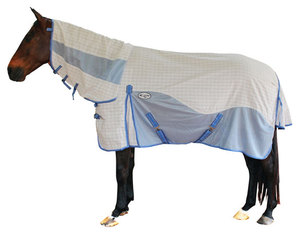 Couverture hybride pour cheval avec protection respirante et imperméable pour le cou, couverture de sortie et de stalle, protection toutes saisons - Product Image 1