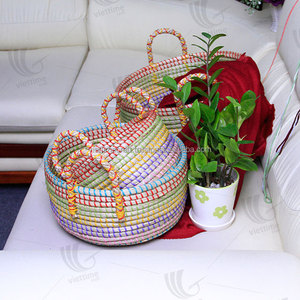 ตะกร้าหญ้าทะเลม้วนขายส่งราคาถูก/ตะกร้าซักผ้าตกแต่งขนาดใหญ่ - Product Image 2