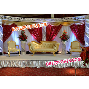 Escenario de boda de fibra de cristal, conjunto de escenario de boda indio, dorado - Product Image 1