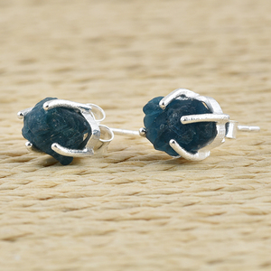 Apatite non coupée pierre précieuse brute 925 boucles d'oreilles en argent Sterling réglage de la broche boucle d'oreille romantique à la mode pour la fête de cadeau de mariage - Product Image 3
