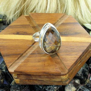 Anillo de piedras preciosas facetadas de topacio ahumado 925 anillo de plata esterlina sólida hecho a mano hermoso anillo de plata regalo joyería para regalo de boda - Product Image 2