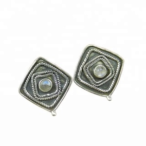 Véritable boucle d'oreille naturelle en pierre de lune arc-en-ciel pour femmes et filles fournisseur de bijoux fantaisie - Product Image 1