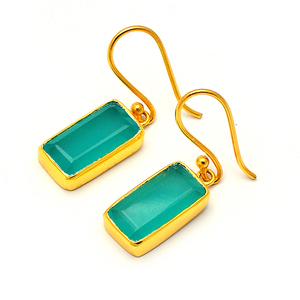 Rectangle Aqua calcédoine pierres précieuses 925 argent Sterling oreille fil balancent boucles d'oreilles bijoux à la mode balancent boucle d'oreille pour les femmes - Product Image 1