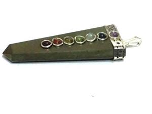 Pendentif en pierre naturelle de type Pyrite pour femmes, bijou plat, 7 chakras - Product Image 2