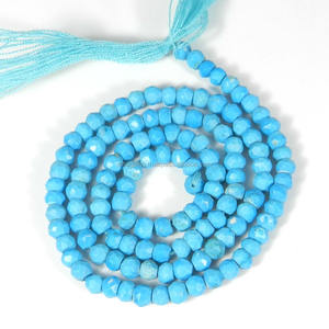 Cuentas de piedra redonda facetadas de 3,50mm turquesa azul natural de 13 pulgadas de longitud con 31,75 Cts - Product Image 4