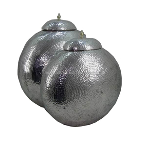 <b>Set</b> of 2 Modern Hammered Aluminium Metal Floor <b>Vases</b> Contemporary Design - Product Image 1