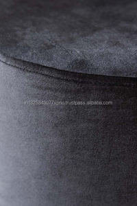 Noir Velours Pouf Tabouret Avec Base En Or - Product Image 2