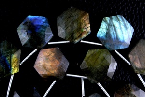 Gema labradorita Natural, facetada, forma hexagonal, cuentas geométricas de Briolette, Fuego Azul auténtico, novedad - Product Image 3