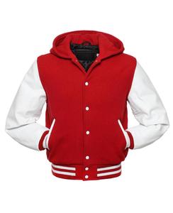 Chaqueta de bombardero universitaria de lana de béisbol Leatherman de alta calidad, capucha de piel de tela satinada Unisex, manga de cuero de talla grande para invierno - Product Image 4