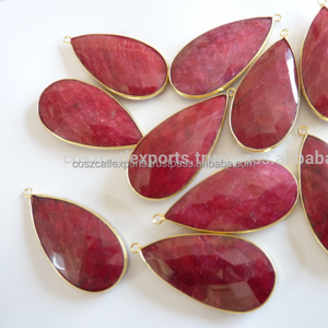 Pendentifs à breloque en pierre précieuse de rubis teints vintage pour les occasions de fête - Product Image 1