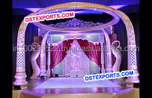 Mandap de mariage en bois sculpté en forme de paon, artisanat traditionnel, pilier de mandap en bois, Californie - Product Image 5