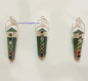 Magnifique pendentif chakra en aventurine verte |   Bijoux en agate en gros à vendre - Product Image 1
