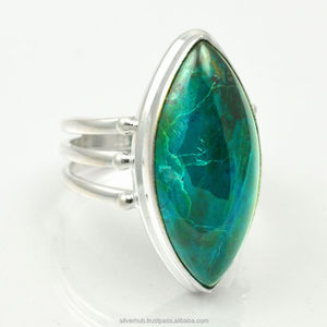 2025มาใหม่ล่าสุด925สเตอร์ลิงเงินแหวนพลอย Azurite สำหรับขายส่งซัพพลายเออร์ ODM - Product Image 1