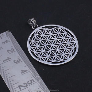 Collier à breloques pendentif rond simple produit chaud925 bijoux en argent sterling fait à la main collier en gros pendentifs d'usage quotidien - Product Image 2