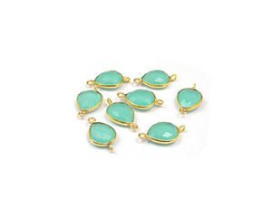 Attrayant Aqua Calcédoine Pierres Précieuses Plaqué Or Bijoux Connecteur de Lunette - Product Image 1