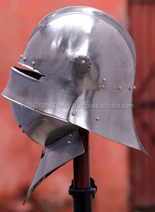 Casque à bras fermé de chevalier médiéval ligne de bord pointu sur la tête casque portable argenté de couleur de calibre 16 - Product Image 3