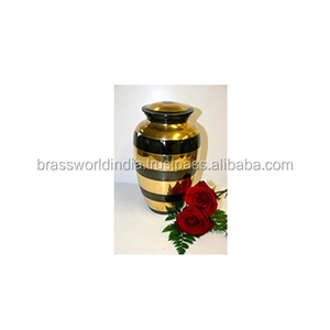 Gold & Black Brass <b>Funeral</b> Urns by Brassworld India <b>Funeral</b> <b>SUpplies</b> - Product Image 1