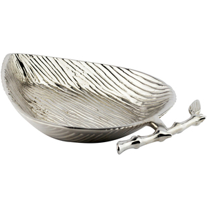 Plato Decorativo Grande en Forma de Mango, Plateado en Metal - Product Image 1