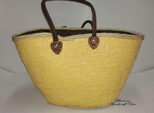 Bolso Tote de Paja con Lentejuelas Brillantes Multicolores Estilo Canasta Francesa Marroquí - Product Image 3