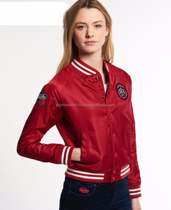 Women Custom Baseball Varsity Bomber <b>Jacket</b> 100% Polyester Nylon Satin Bomber <b>Jacket</b> for Unisex - Product Image 1