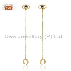 Boucles d'oreilles en argent plaqué or 925 à la mode Fournisseur Lapis Gemstone Cuff Boucles d'oreilles Bijoux Dainty Collection - Product Image 3