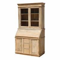 Armoire et table d'étude modernes contemporaines en bois massif de chêne indien avec finition vieillie