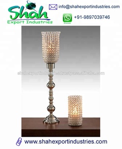 Porte-bougie en métal en aluminium scintillant Glam Crystal Hurricanes pour mariage Table d'événement Centre de décoration - Product Image 2