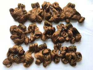 100% vietnamien vierge Remy cheveux Super Double dessiné Machine Double trame Fumi Style rebondissant miel brun cheveux tissage faisceaux - Product Image 4